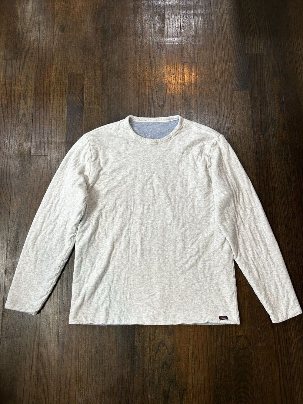 Faherty Men’s Cloud Reversible Crew Long Sleeve Grey Light blue Heather Sz M